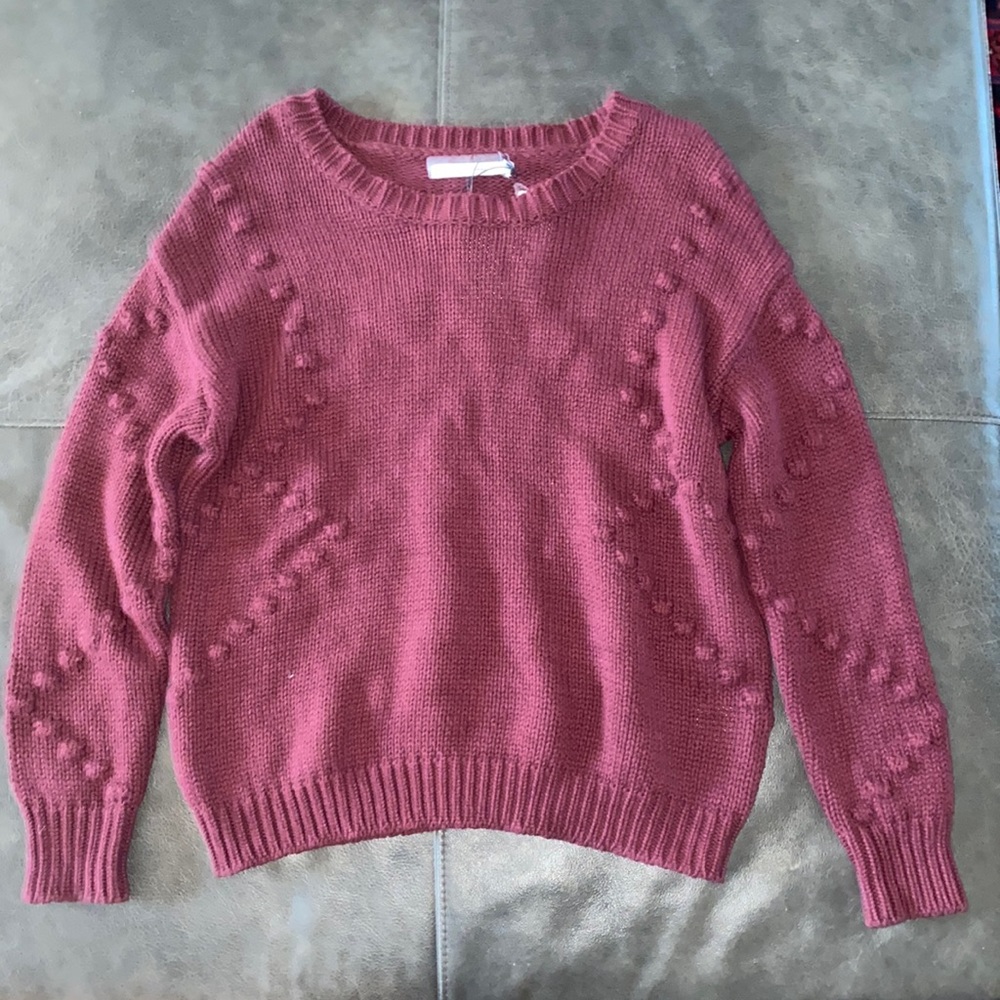 Medium sweater, maroon with detailing. Harper Lane Brand from Stitch Fix